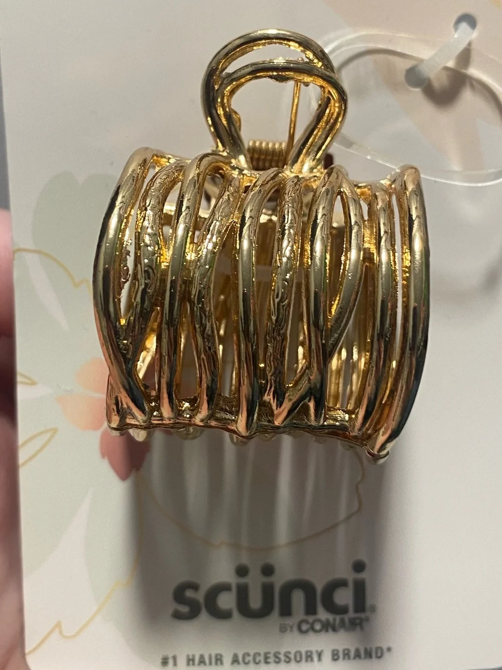 scunci Metallic Gold festive Spiral Claw Hair Clip with Bonus Polyband NEW!